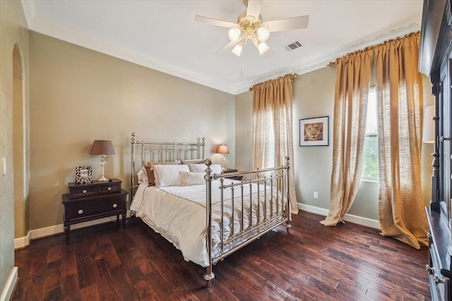 3319 Bridgeberry Ln, Houston, TX 77082 - bedroom featuring crown molding, wood finished floors, and a ceiling fan