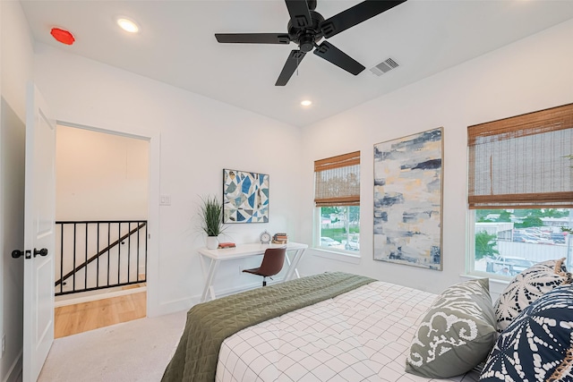 2710 Bostic St, Houston, TX 77093 - bedroom featuring carpet, recessed lighting, and ceiling fan
