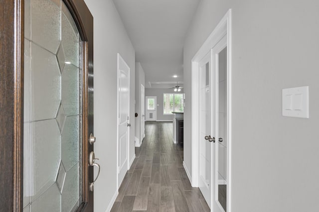 13310 Hidden Valley Dr, Montgomery, TX 77356 - hall featuring wood finish floors and recessed lighting
