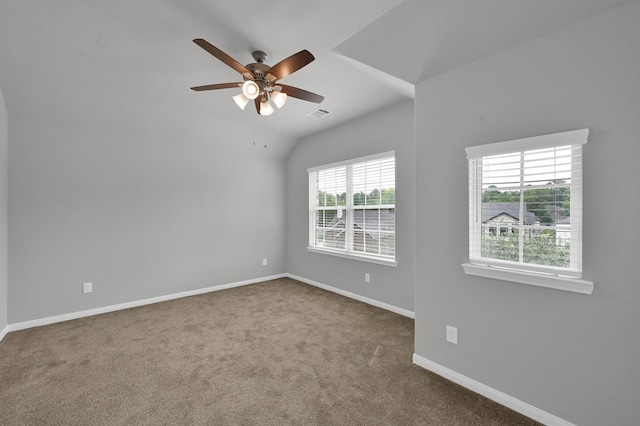 13310 Hidden Valley Dr, Montgomery, TX 77356 - unfurnished room with carpet flooring, ceiling fan, and lofted ceiling