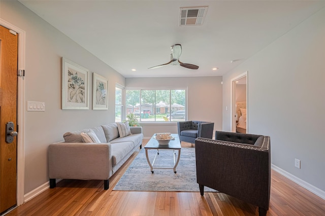 5123 Saxon Dr, Houston, TX 77092 - living room with wood-type flooring, ceiling fan, and recessed lighting