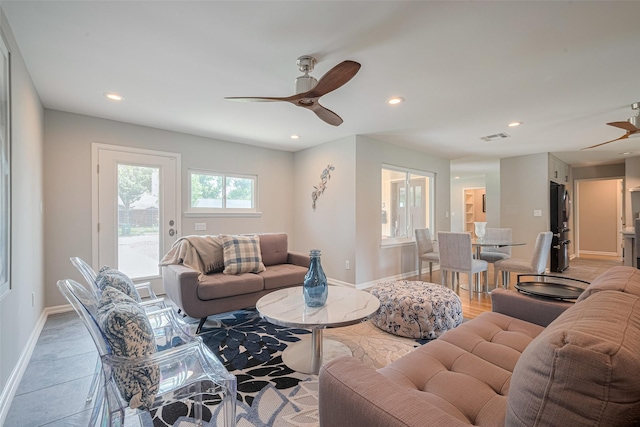 5123 Saxon Dr, Houston, TX 77092 - living area with a ceiling fan and recessed lighting