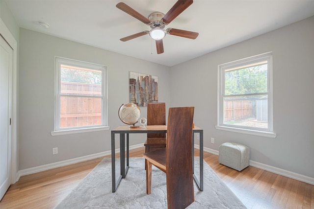 5123 Saxon Dr, Houston, TX 77092 - office with light wood-style flooring and ceiling fan