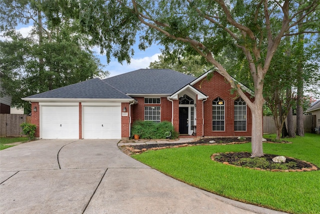 14619 Townsend Ct, Cypress, TX 77429 - view of front of home with an attached garage, driveway, brick siding, and a shingled roof