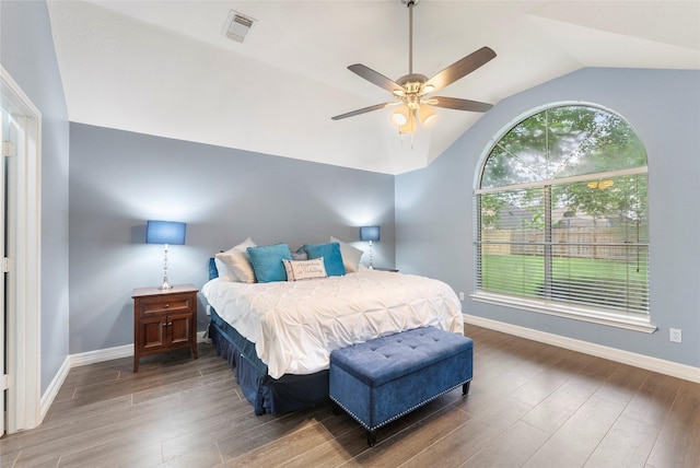 14619 Townsend Ct, Cypress, TX 77429 - bedroom featuring vaulted ceiling, wood finished floors, and ceiling fan