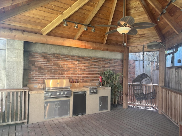 607 Oakley St Unit 5, Houston, TX 77006 - wooden deck with an outdoor kitchen and ceiling fan
