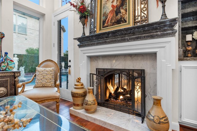 3402 Haywood Ct, Sugar Land, TX 77478 - detailed view of a high end fireplace and wood finished floors