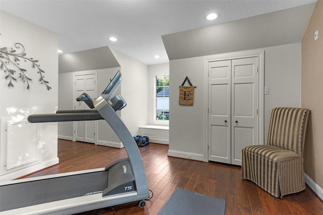 3402 Haywood Ct, Sugar Land, TX 77478 - workout area with wood finished floors and recessed lighting