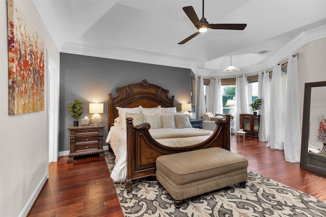 3402 Haywood Ct, Sugar Land, TX 77478 - bedroom featuring wood-type flooring, ornamental molding, and ceiling fan