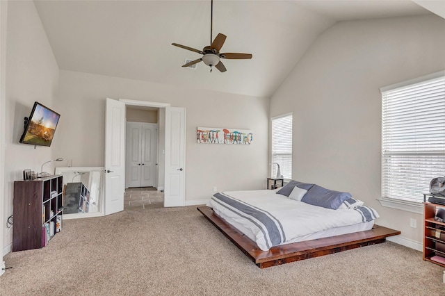 18115 Stari Most Ln, Houston, TX 77044 - carpeted bedroom featuring ceiling fan and high vaulted ceiling