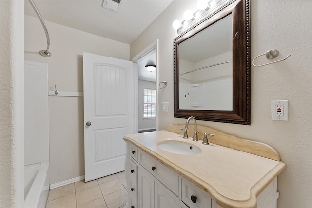 1503 Briar Cliff St, Conroe, TX 77385 - bathroom featuring vanity, tile patterned flooring, and shower / tub combo with curtain