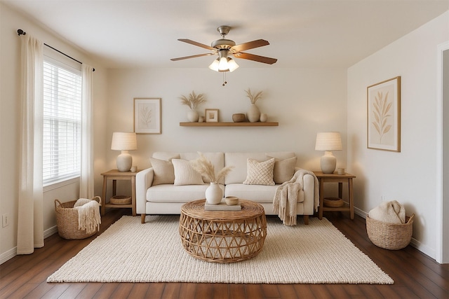 1503 Briar Cliff St, Conroe, TX 77385 - living area featuring ceiling fan, wood finished floors, and plenty of natural light