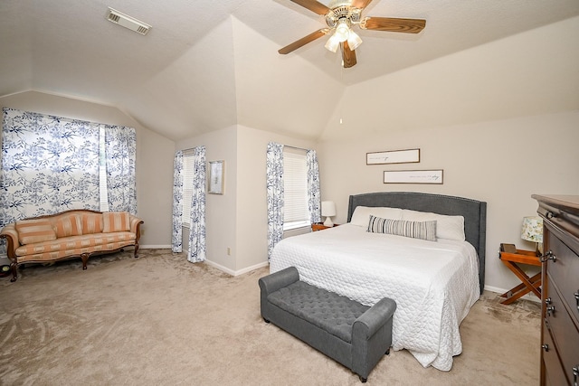 14022 Cypress Falls Dr, Cypress, TX 77429 - bedroom with vaulted ceiling, light carpet, and ceiling fan