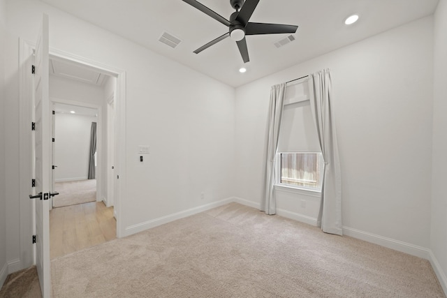 24914 Heather Glade Trl, Tomball, TX 77375 - empty room with light carpet, recessed lighting, and a ceiling fan