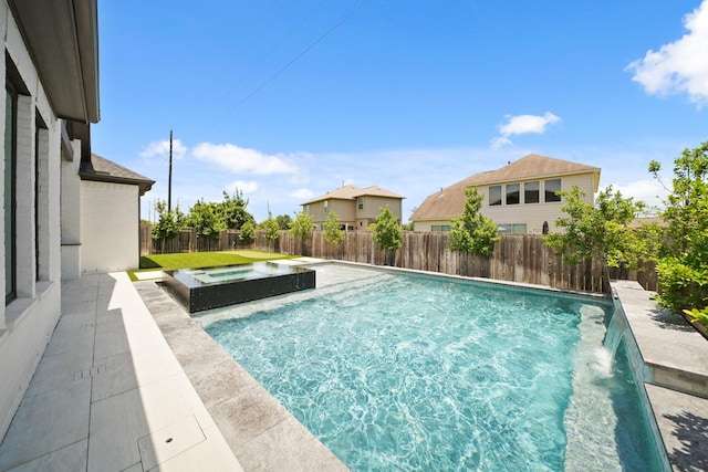 24914 Heather Glade Trl, Tomball, TX 77375 - view of swimming pool featuring an in-ground hot tub, a fenced backyard, and a patio area
