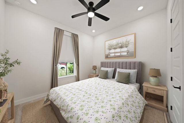 24914 Heather Glade Trl, Tomball, TX 77375 - bedroom with carpet flooring, recessed lighting, and ceiling fan