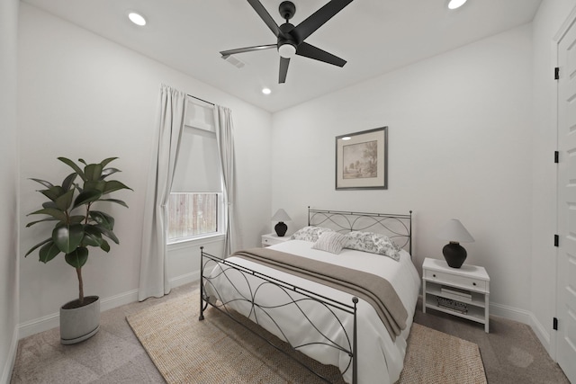 24914 Heather Glade Trl, Tomball, TX 77375 - carpeted bedroom with recessed lighting and a ceiling fan