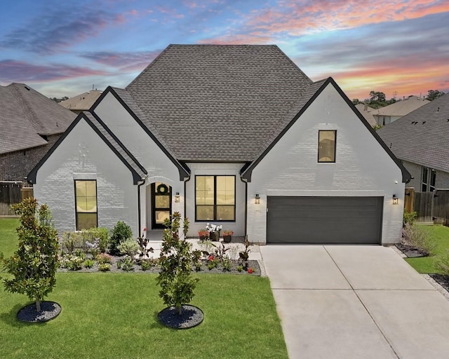 24914 Heather Glade Trl, Tomball, TX 77375 - view of front of house with roof with shingles, concrete driveway, a lawn, and an attached garage
