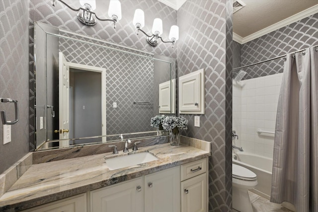 1815 Hanover Springs Ln, Richmond, TX 77406 - full bath with crown molding, vanity, and shower / bath combo
