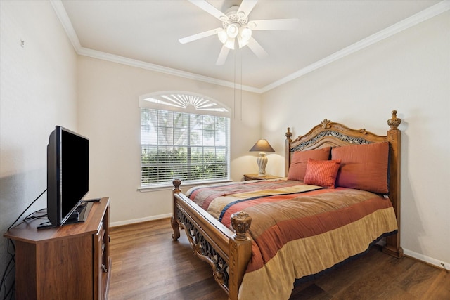 1815 Hanover Springs Ln, Richmond, TX 77406 - bedroom featuring wood finished floors, ornamental molding, and ceiling fan