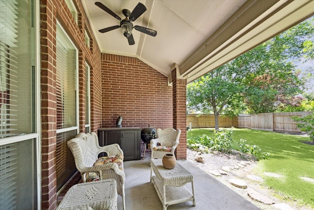1815 Hanover Springs Ln, Richmond, TX 77406 - fenced backyard featuring ceiling fan and a patio area
