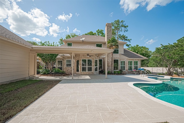 6018 Rapid Creek Ct, Houston, TX 77345 - view of pool featuring a ceiling fan and a patio