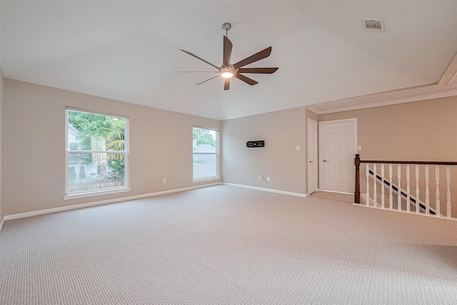 6018 Rapid Creek Ct, Houston, TX 77345 - carpeted empty room with a ceiling fan and lofted ceiling