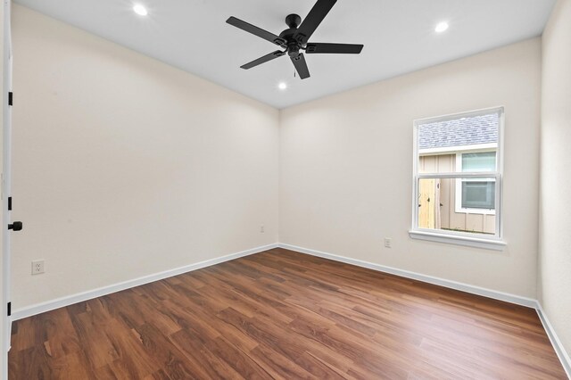 101 Callie St, Smithville, TX 78957 - spare room featuring wood finished floors, a ceiling fan, and recessed lighting