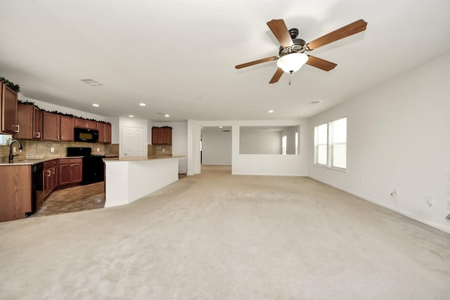 2702 Urban Glen Ct, Houston, TX 77038 - unfurnished living room with recessed lighting, light colored carpet, and ceiling fan