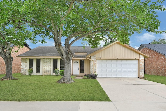 2730 Mesquite Dr, Sugar Land, TX 77479 - view of front facade featuring an attached garage, a front yard, concrete driveway, and roof with shingles
