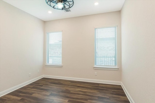 23 N Wheatleigh Dr, Tomball, TX 77375 - unfurnished room featuring dark wood finished floors, ceiling fan, and recessed lighting
