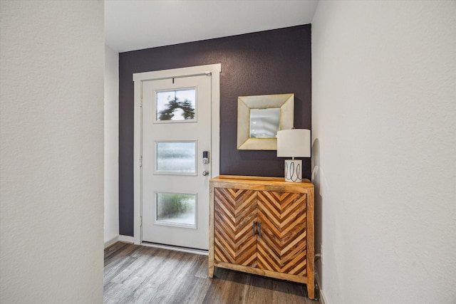 12717 Ermine St, Houston, TX 77047 - entryway with wood finished floors and a textured wall
