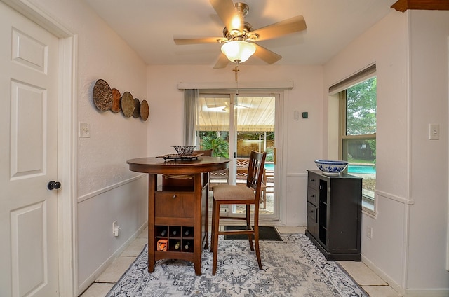 22410 Bucktrout Ln, Katy, TX 77449 - dining space with light tile patterned floors and a ceiling fan