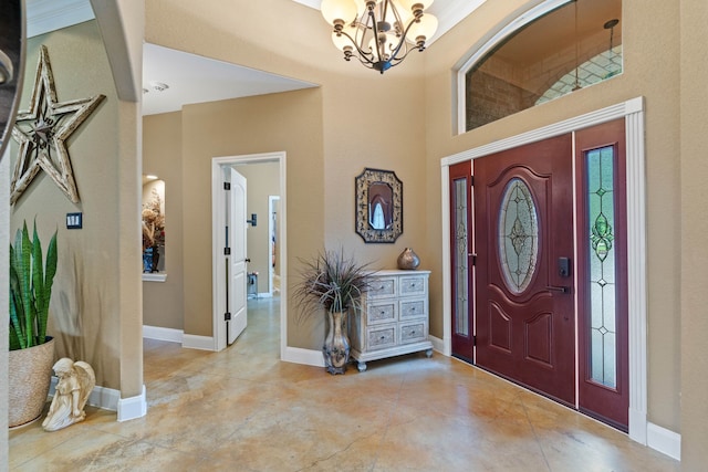 806 Garrett Dr, Magnolia, TX 77354 - entrance foyer with a chandelier and a high ceiling