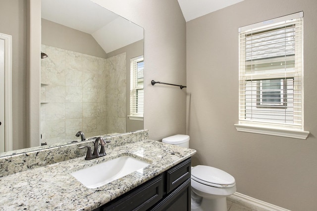 20226 Overland Hills Ln, Cypress, TX 77433 - bathroom with vaulted ceiling and vanity