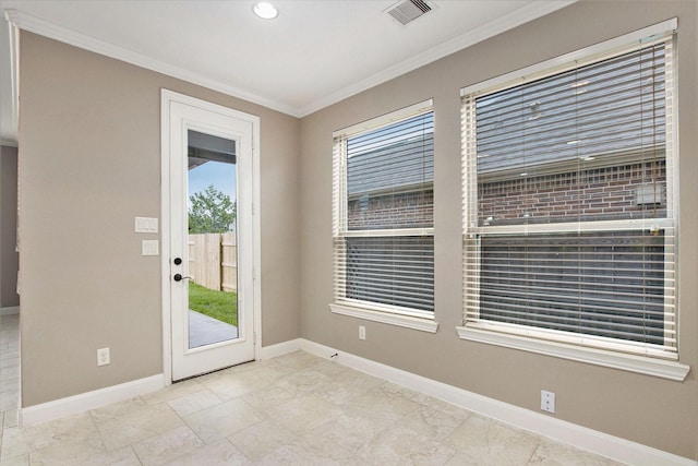 20226 Overland Hills Ln, Cypress, TX 77433 - doorway featuring ornamental molding and recessed lighting