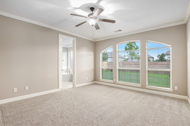 20226 Overland Hills Ln, Cypress, TX 77433 - unfurnished room featuring a ceiling fan, ornamental molding, and carpet