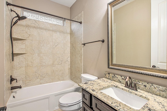 20226 Overland Hills Ln, Cypress, TX 77433 - full bathroom with a textured wall, vanity, and bathing tub / shower combination
