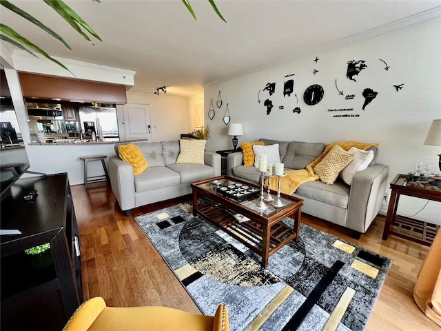 3525 Sage Rd Unit 1502, Houston, TX 77056 - living area with ornamental molding and wood finished floors