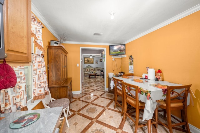 26145 Shadow Ln, New Caney, TX 77357 - dining space with baseboards and ornamental molding