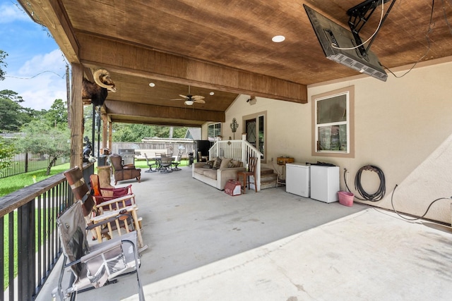26145 Shadow Ln, New Caney, TX 77357 - view of patio / terrace with ceiling fan and grilling area