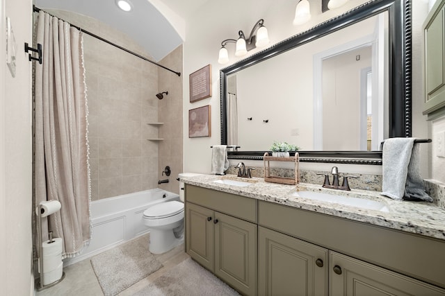 28106 Island Manor Ln, Fulshear, TX 77441 - full bath featuring double vanity, shower / bath combo with shower curtain, and tile patterned floors