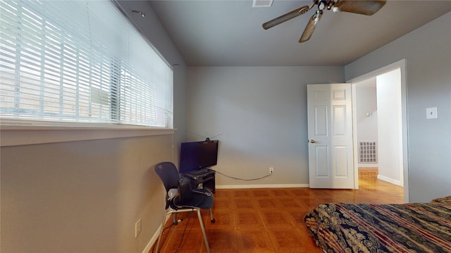 9030 Troulon Dr, Houston, TX 77036 - unfurnished bedroom with a desk and a ceiling fan