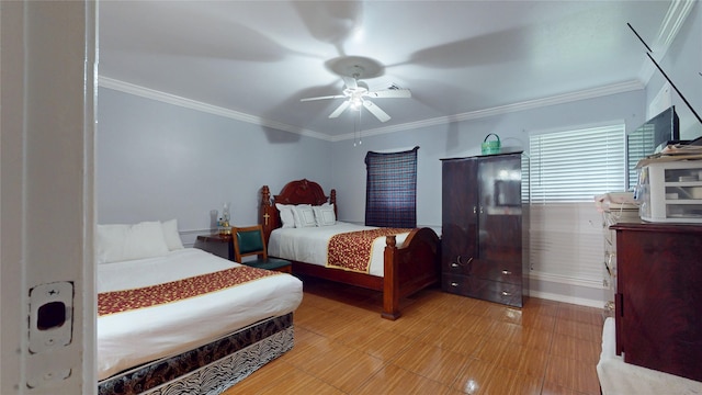 9030 Troulon Dr, Houston, TX 77036 - bedroom with ornamental molding and ceiling fan