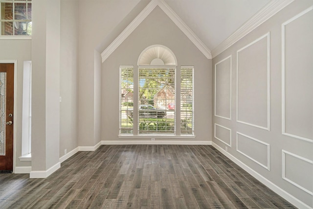 1123 Misty Lake Dr, Sugar Land, TX 77498 - entrance foyer with dark wood-type flooring and lofted ceiling