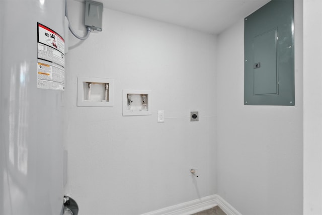 1615 Hiller St, Houston, TX 77015 - laundry area with electric dryer hookup, washer hookup, water heater, and electric panel