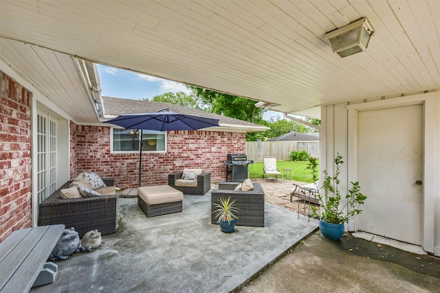 1721 Bowline Rd, Houston, TX 77062 - view of patio with an outdoor living space and area for grilling