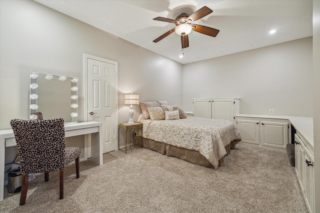 1440 Waseca St, Houston, TX 77055 - bedroom featuring light colored carpet, a desk, and ceiling fan
