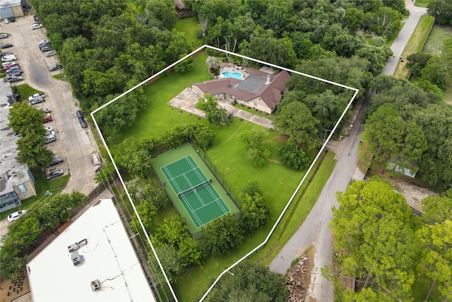 8220 Wateka Cir, Houston, TX 77074 - aerial overview of property's location with property parcel outlined