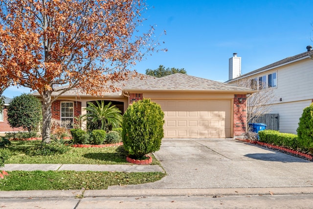 9710 Golden Park Ln, Houston, TX 77088 - ranch-style home with an attached garage, brick siding, and driveway